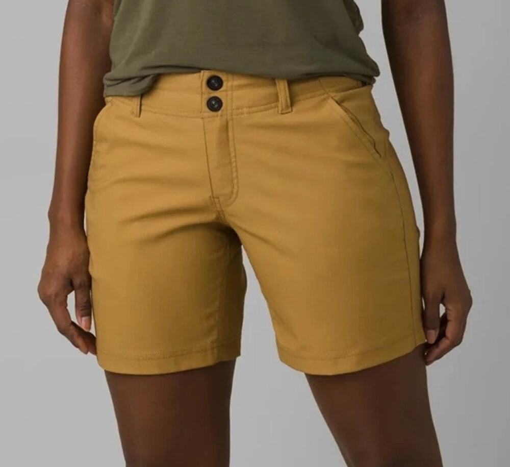 prAna Womens Size 10 Mustard Yellow Khaki Chino Outdoor Hiking Shorts